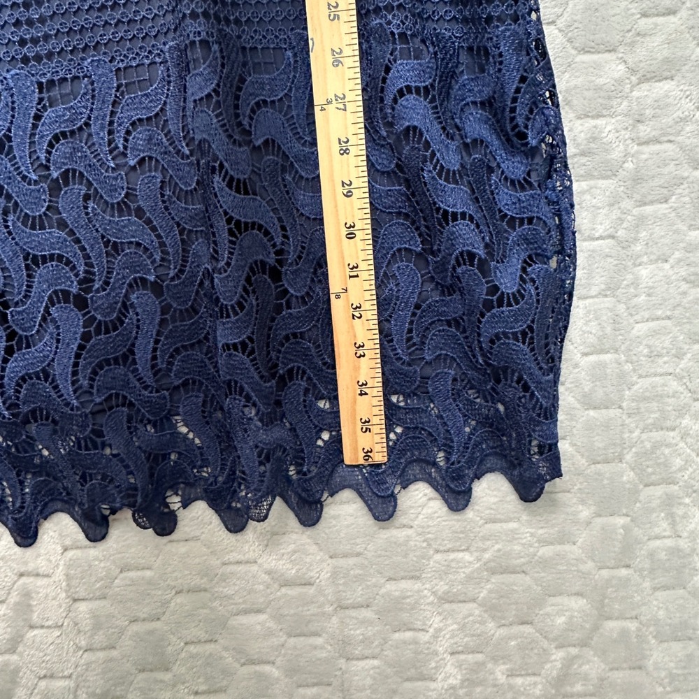 Goldie Crochet Lace Riot Sheath Dress L Navy Blue Soft Girl Boho Romantic Ballet - Picture 8 of 8